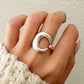 925 Sterling Silver Textured Ring Band Chunky Ring Crescent Ring Moon Ring