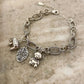 925 Sterling Silver Elephant Bear Leaf Charm Bracelet Chain Link Bracelet