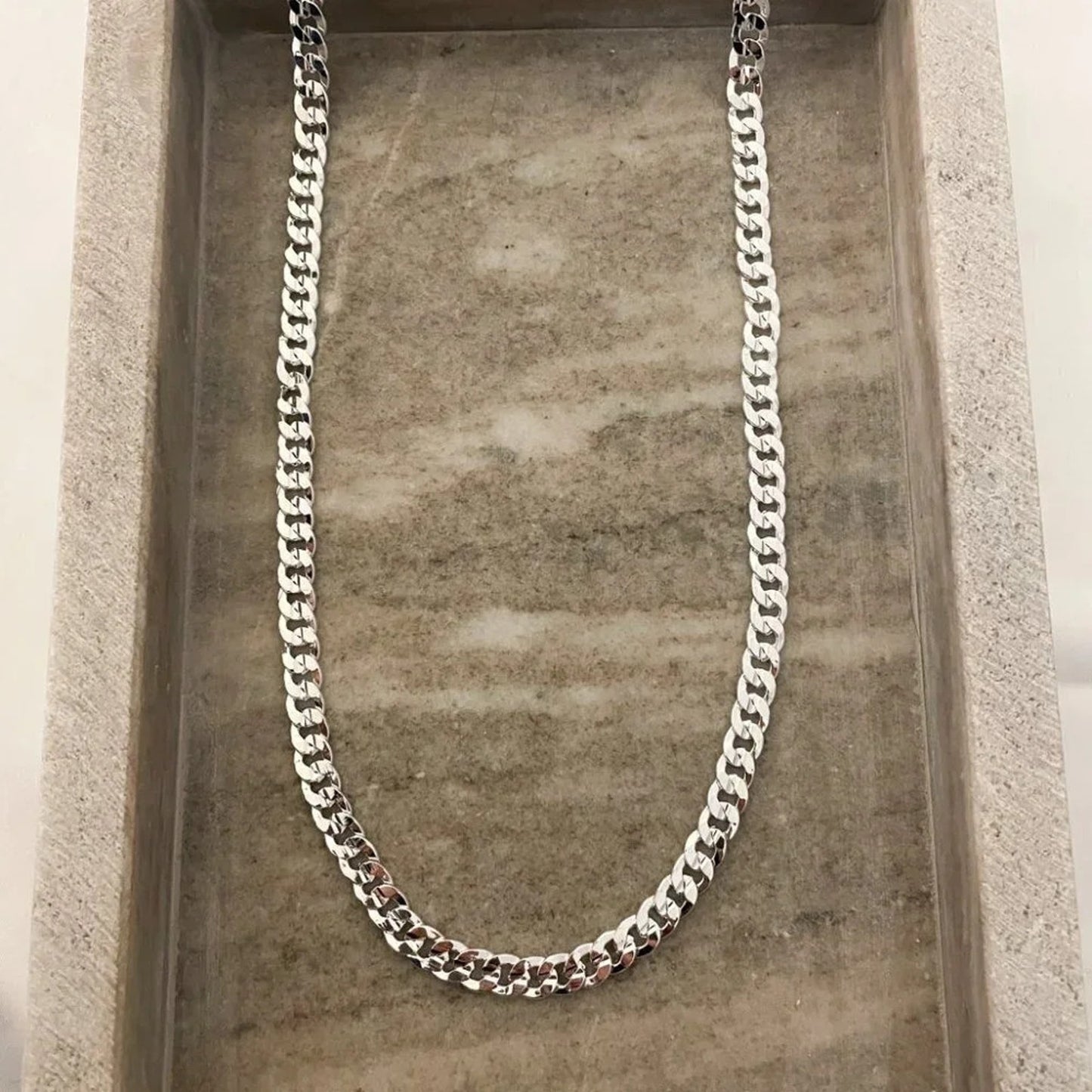 925 Sterling Silver Curb Chain Link Necklace Minimalist Stacking Layer Necklace