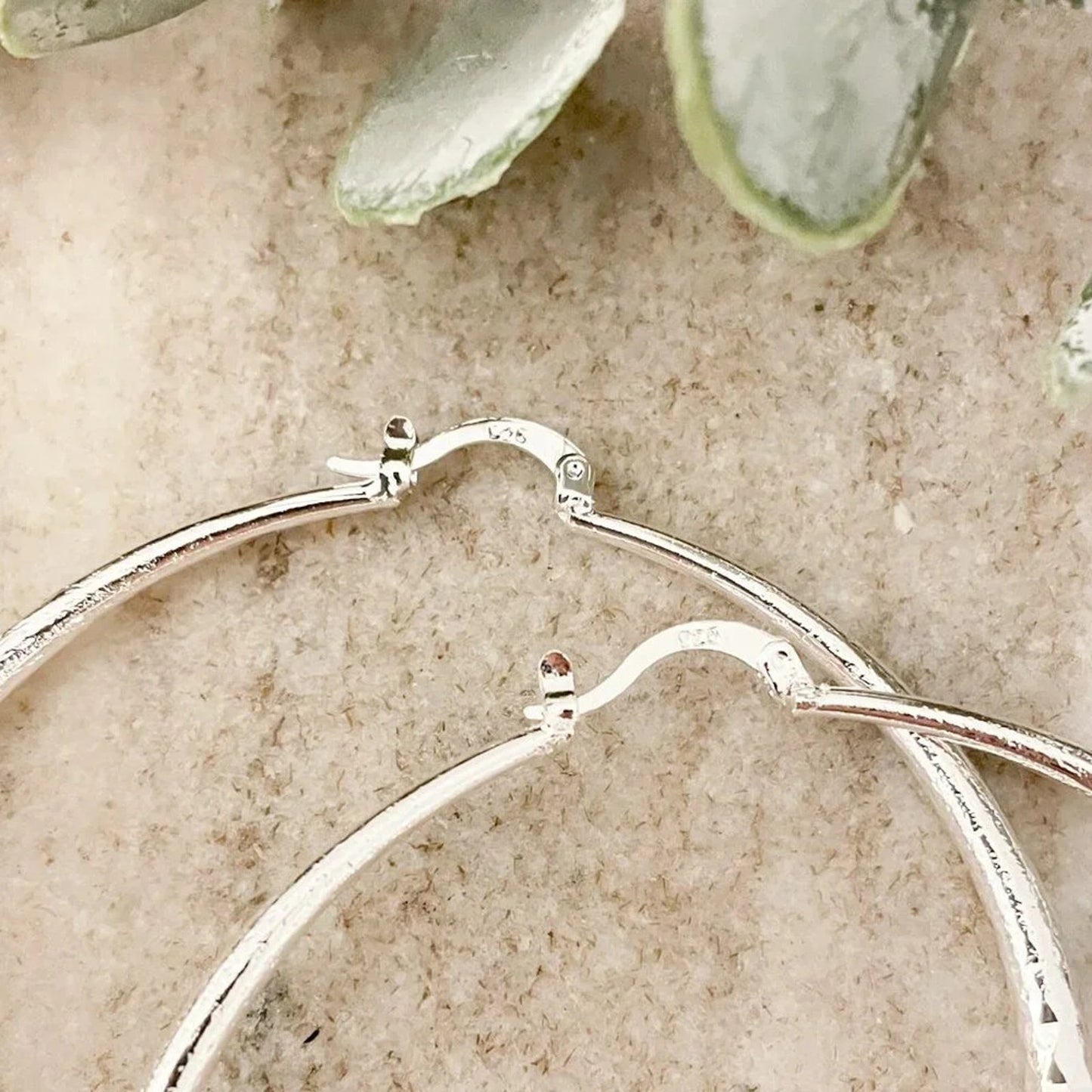 925 Sterling Silver Hoop Earrings Textured Large Hoop Earrings Diamond Cut Hoops