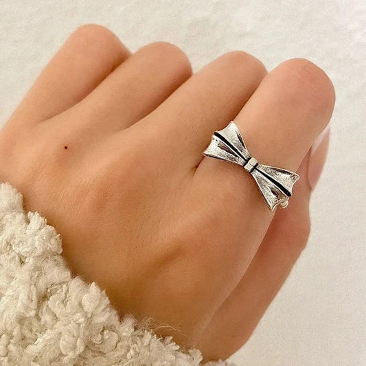 925 Sterling Silver Bow Ring Minimalist Ring Dainty Ring Band Stackable Ring