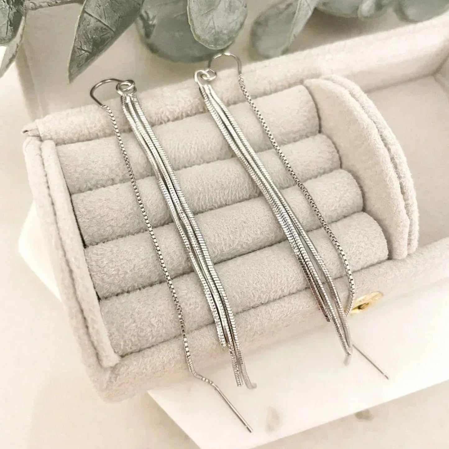 925 Sterling Silver Dangle Long Drop Earrings Silver Threader Earrings
