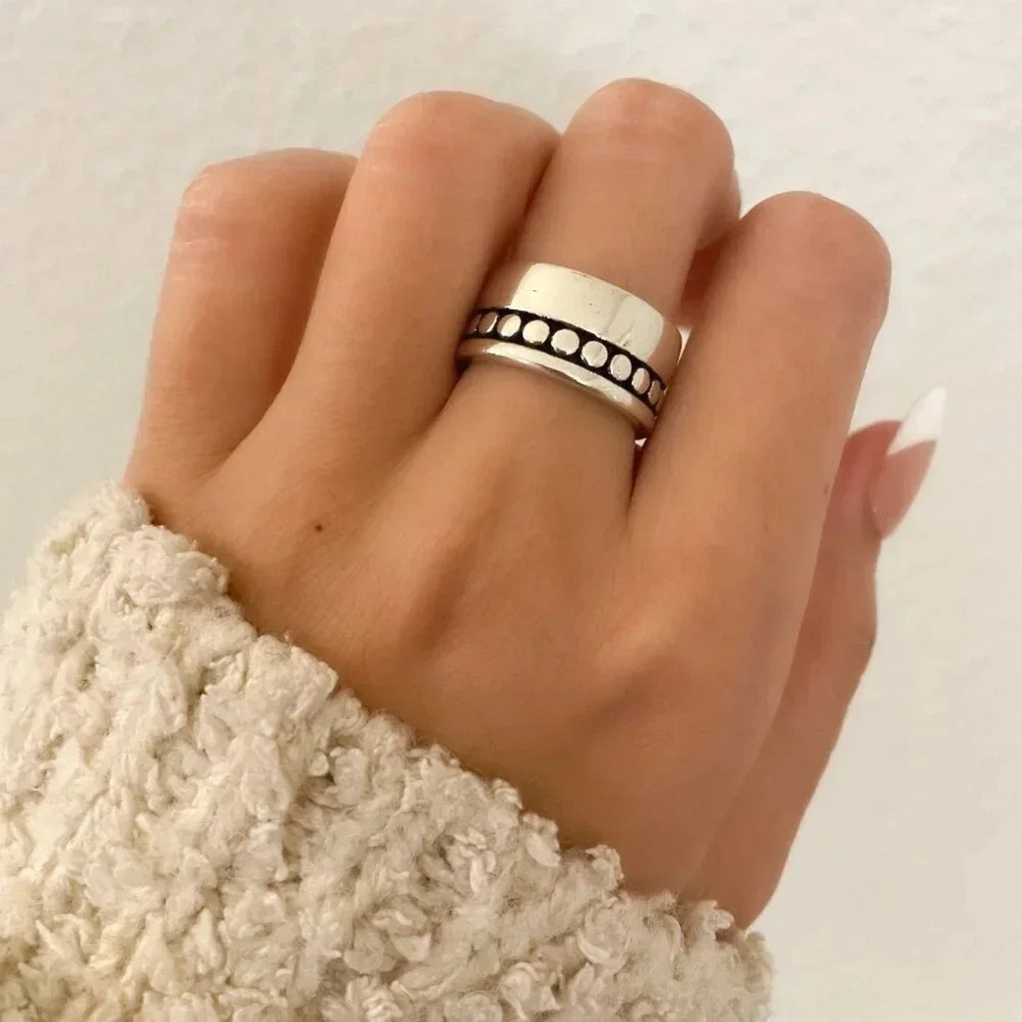 925 Sterling Silver Chunky Ring Vintage Ring Thick Wide Ring Band