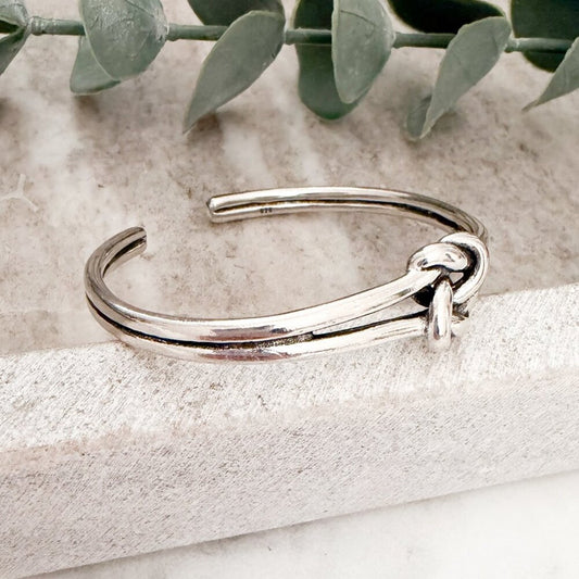 925 Sterling Silver Chunky Knot Bangle Bracelet Twist Cuff Bracelet