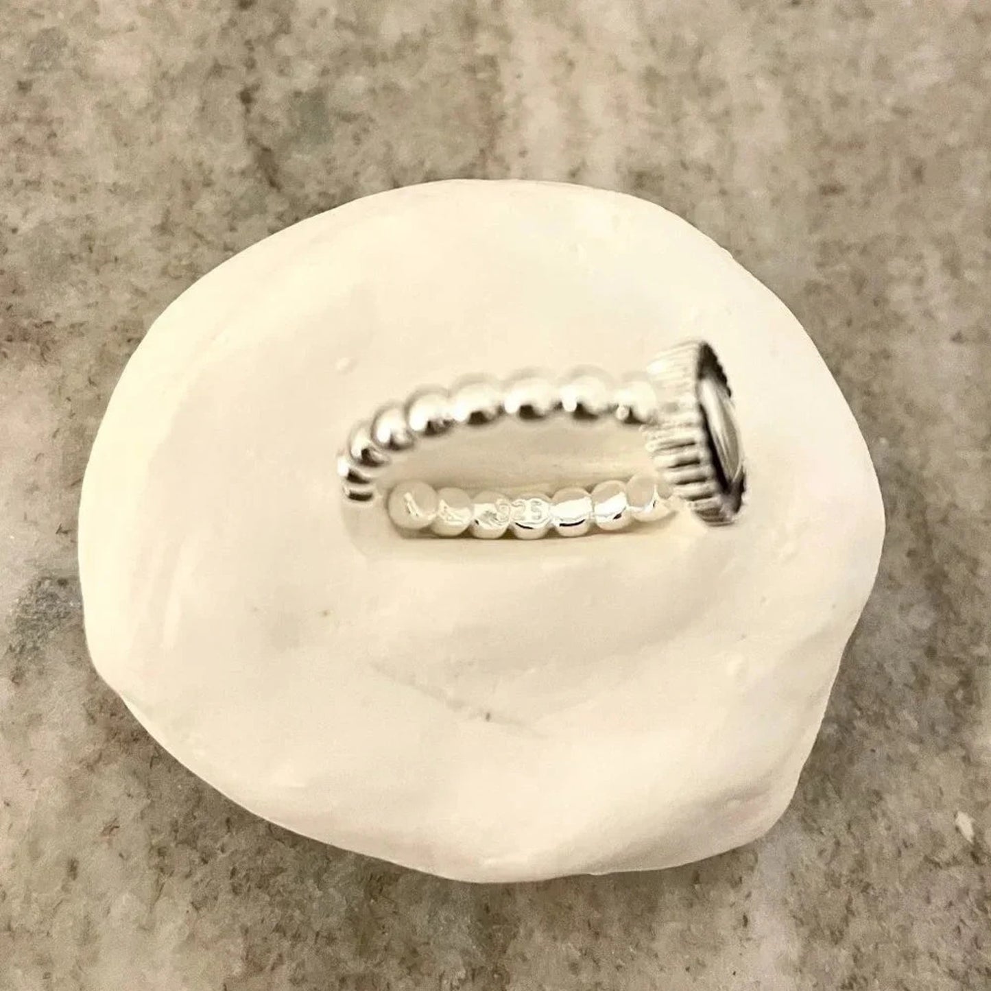 925 Sterling Silver Minimalist Black Heart Ring Dainty Heart Bead Ring