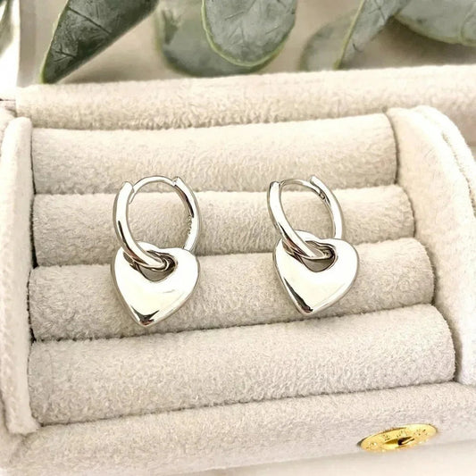 925 Sterling Silver Heart Earrings Huggie Hoops Small Huggies
