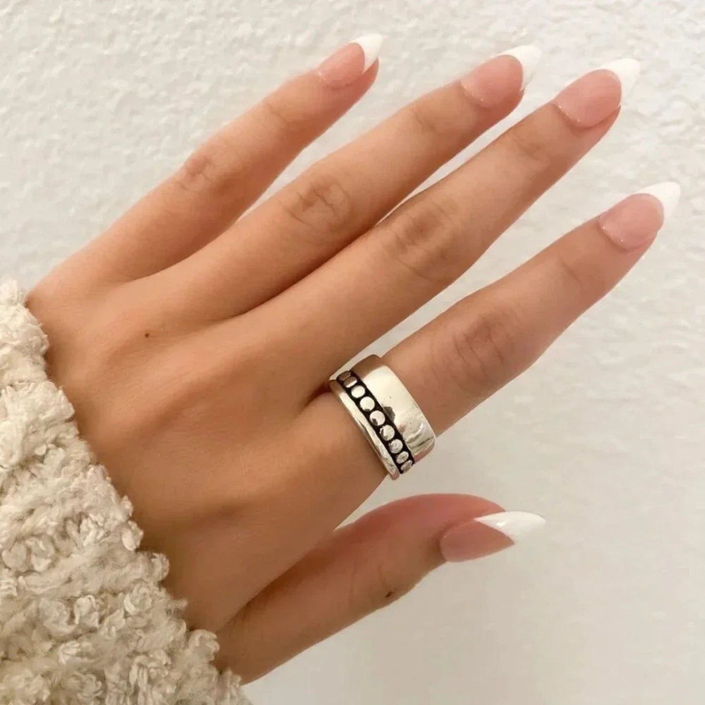 925 Sterling Silver Chunky Ring Vintage Ring Thick Wide Ring Band