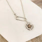 925 Sterling Silver Sunflower Necklace Modern Flower Necklace Paperclip Necklace