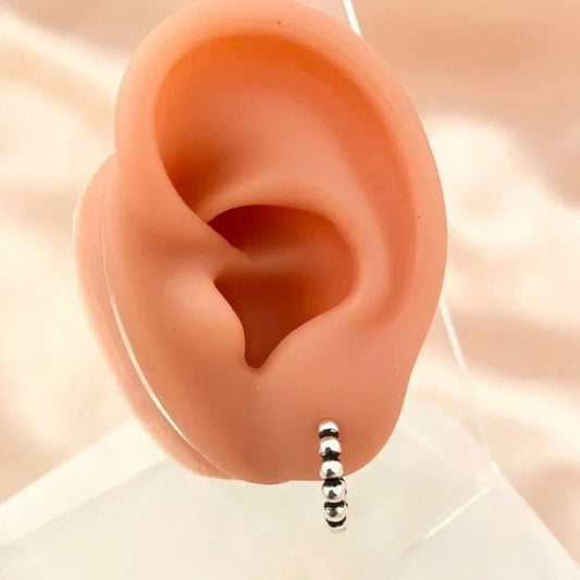 925 Sterling Silver Small Hoop Earrings Bead Earrings 14 mm Small Hoops
