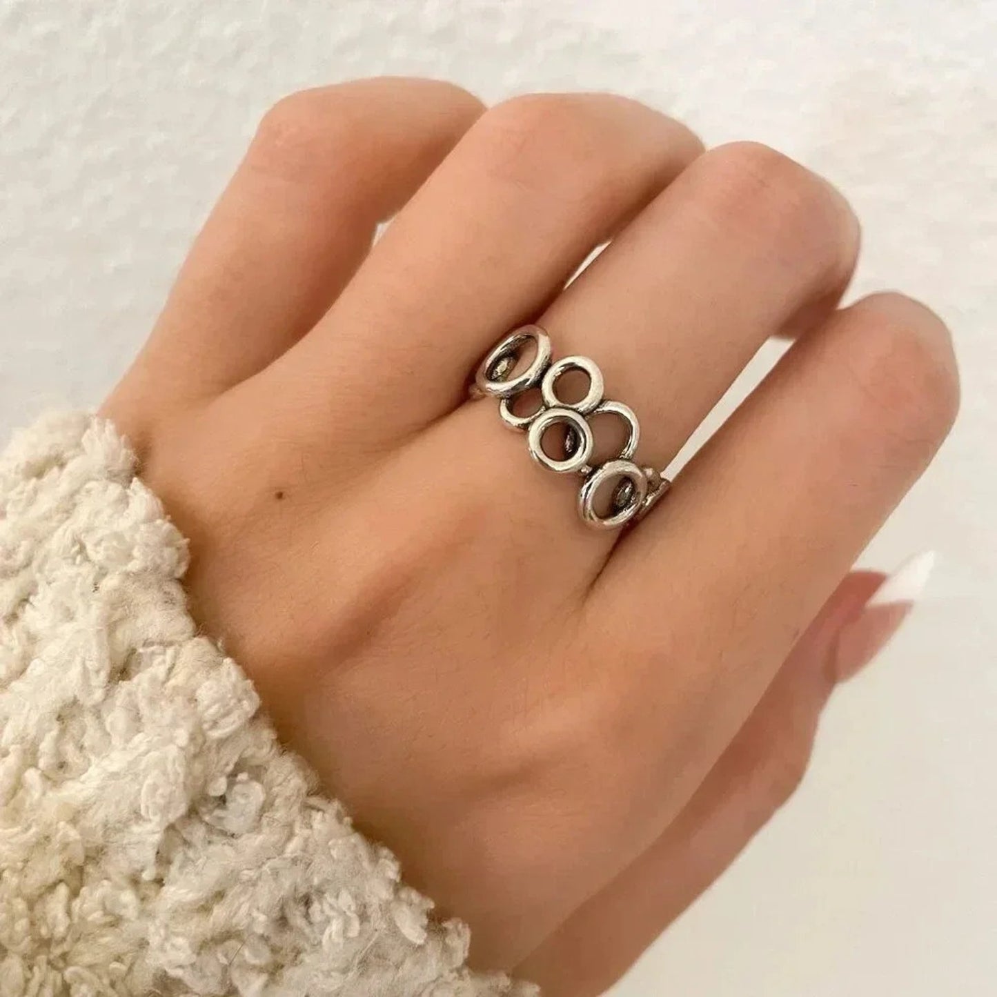 925 Sterling Silver Circle Ring Cutout Ring Minimalist Ring Dainty Ring Band