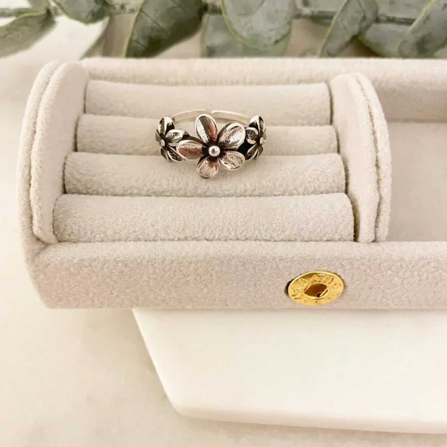 925 Sterling Silver Vintage Flower Ring Dainty Minimalist Ring