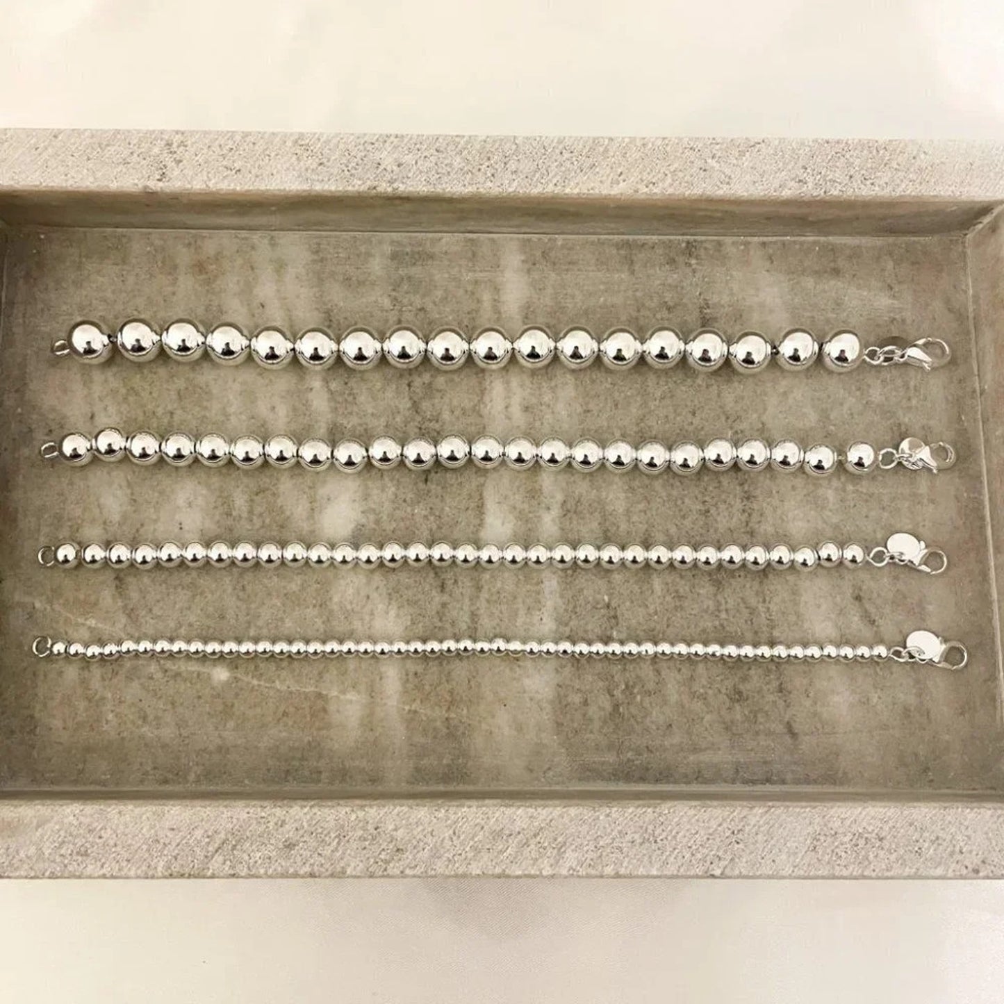 925 Sterling Silver Bead Bracelet 8 mm Ball Bracelet Large Round Bracelet