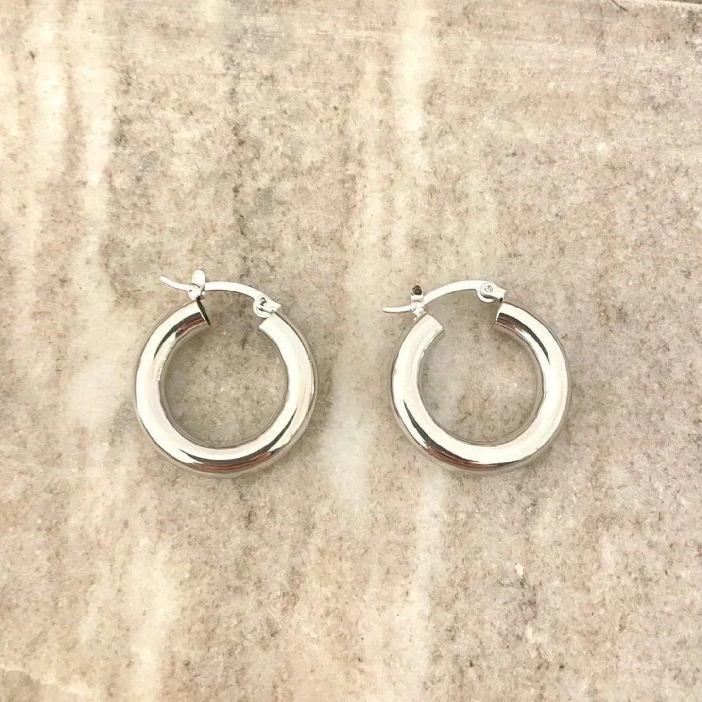 925 Sterling Silver Small Huggie Earrings Huggie Hoops Thick Wide Silver Hoops