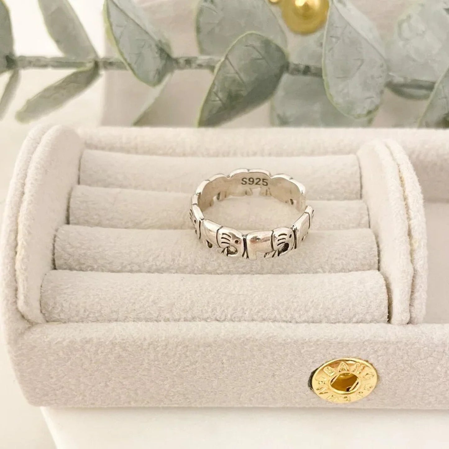 925 Sterling Silver Elephant Ring Stackable Ring Band Minimalist Ring