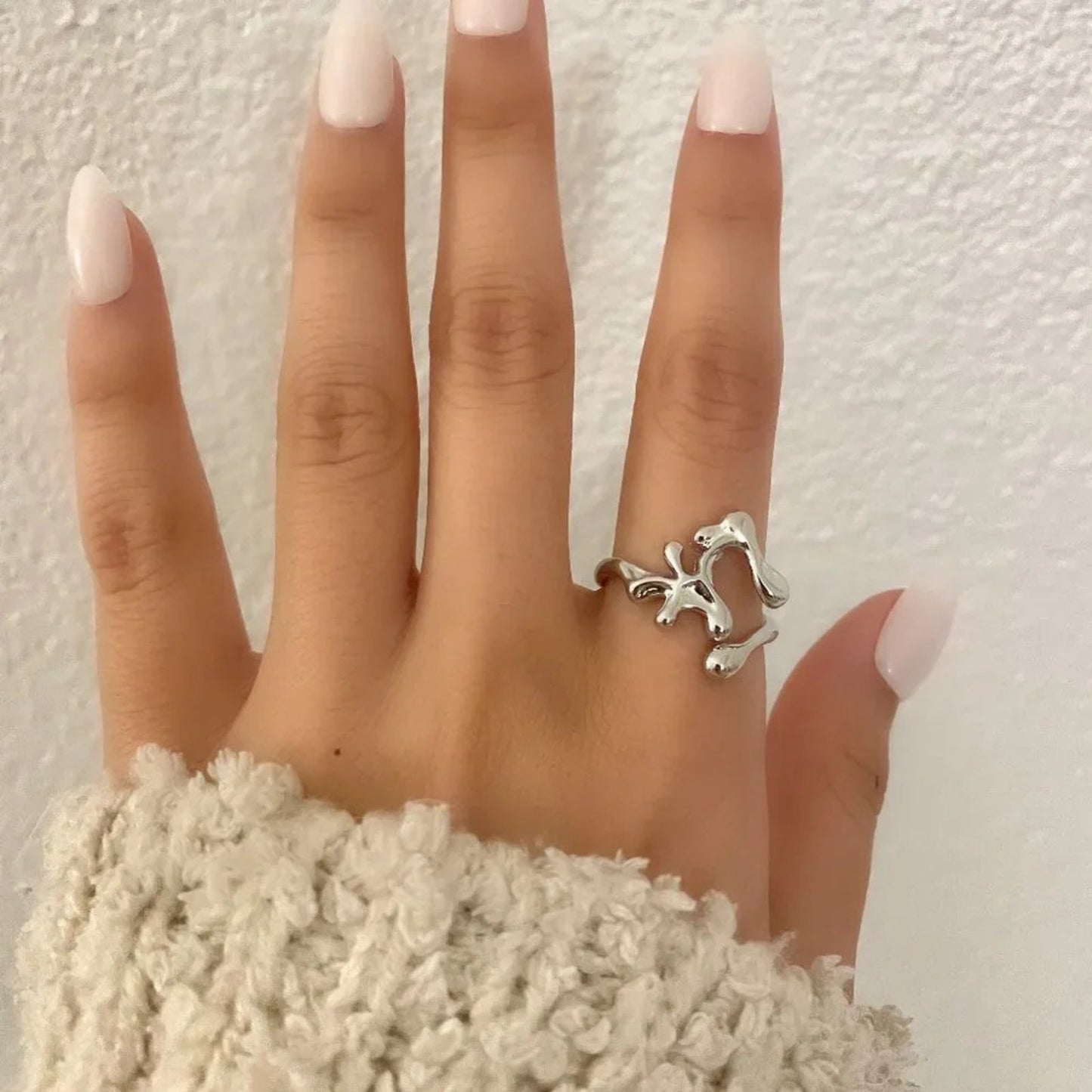 925 Sterling Silver Minimalist Geometric Stackable Dainty Ring Modern Boho Ring