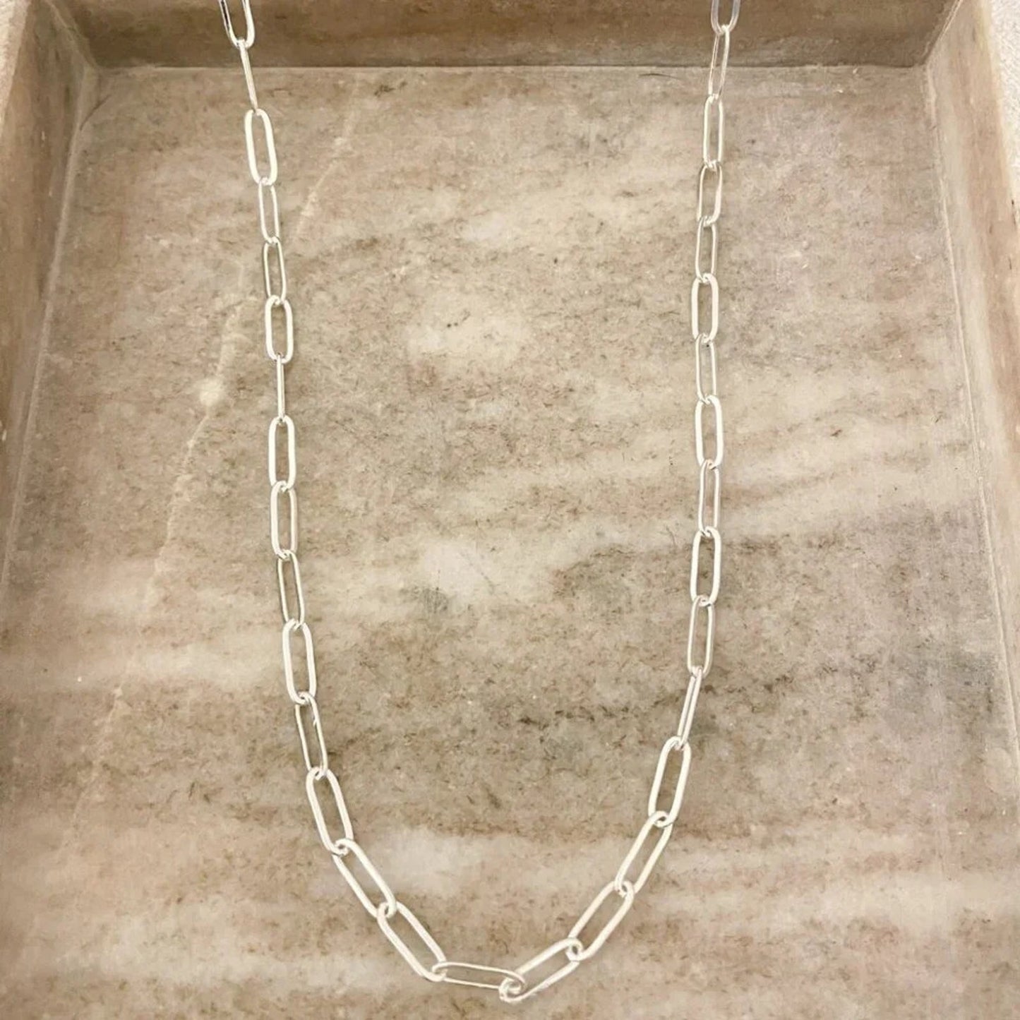 925 Sterling Silver Paperclip Necklace Minimalist Stacking Layer Necklace