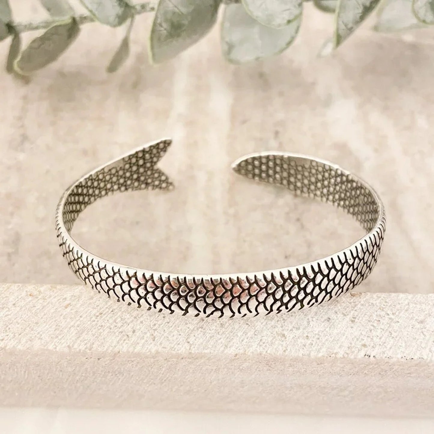 925 Sterling Silver Cuff Bracelet Fish Bracelet Modern Silver Bangle Bracelet