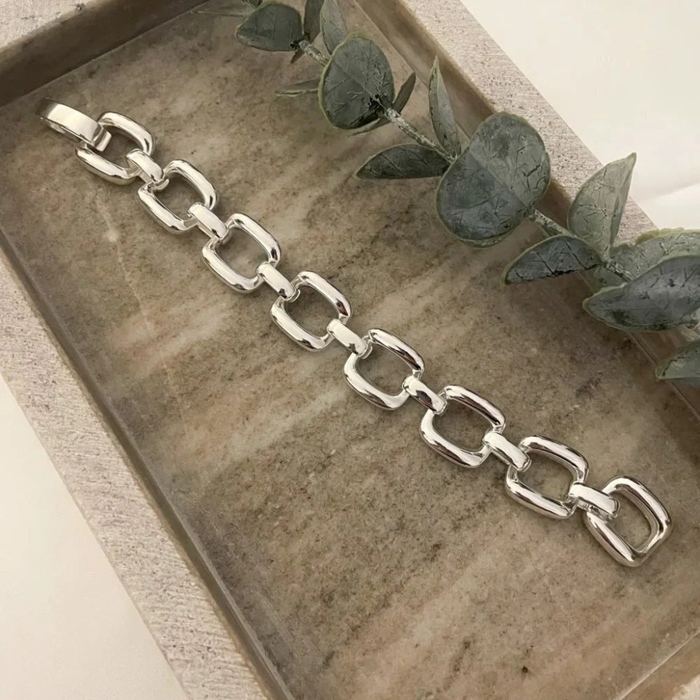 925 Sterling Silver Chunky Chain Link Bracelet Silver Large Link Bracelet