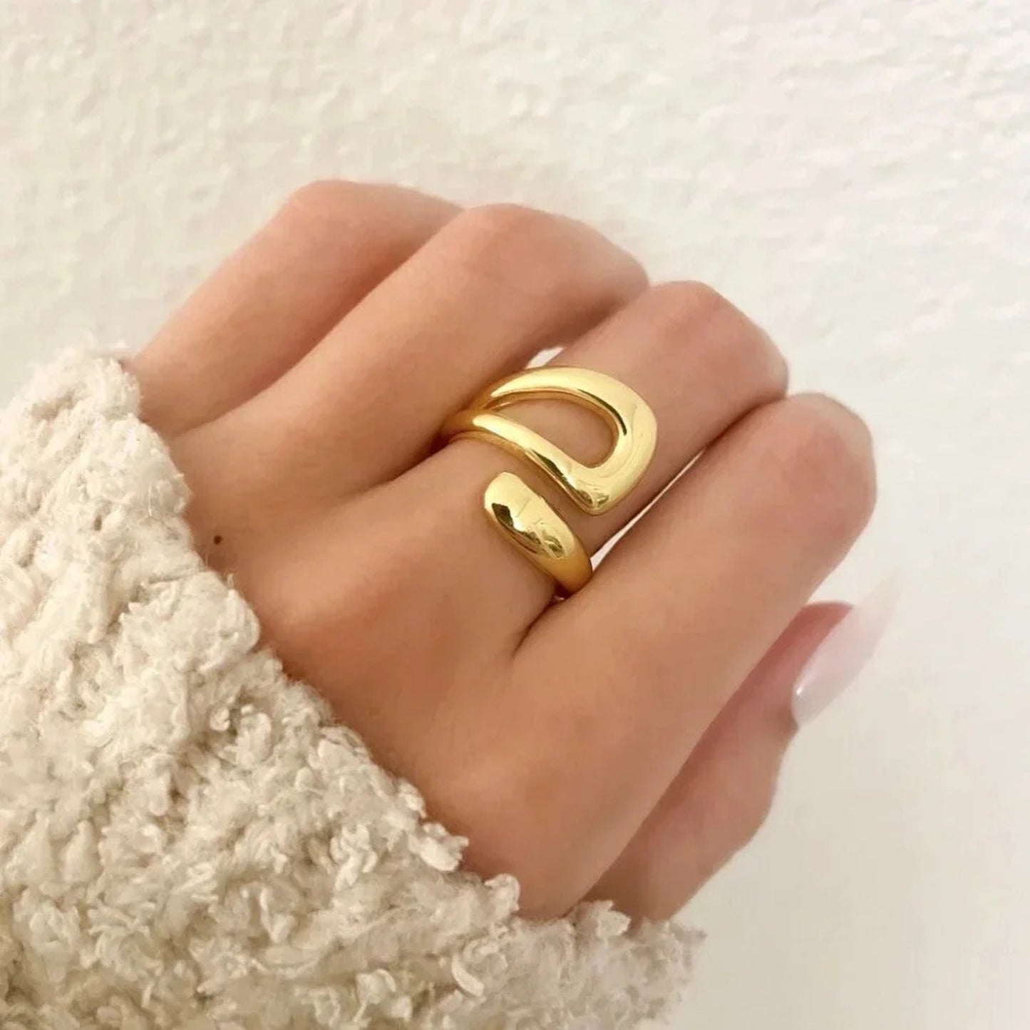 925 Sterling Silver Chunky Ring Gold Wrap Ring Large Ring Statement Ring