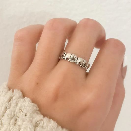 925 Sterling Silver Elephant Ring Stackable Ring Band Minimalist Ring