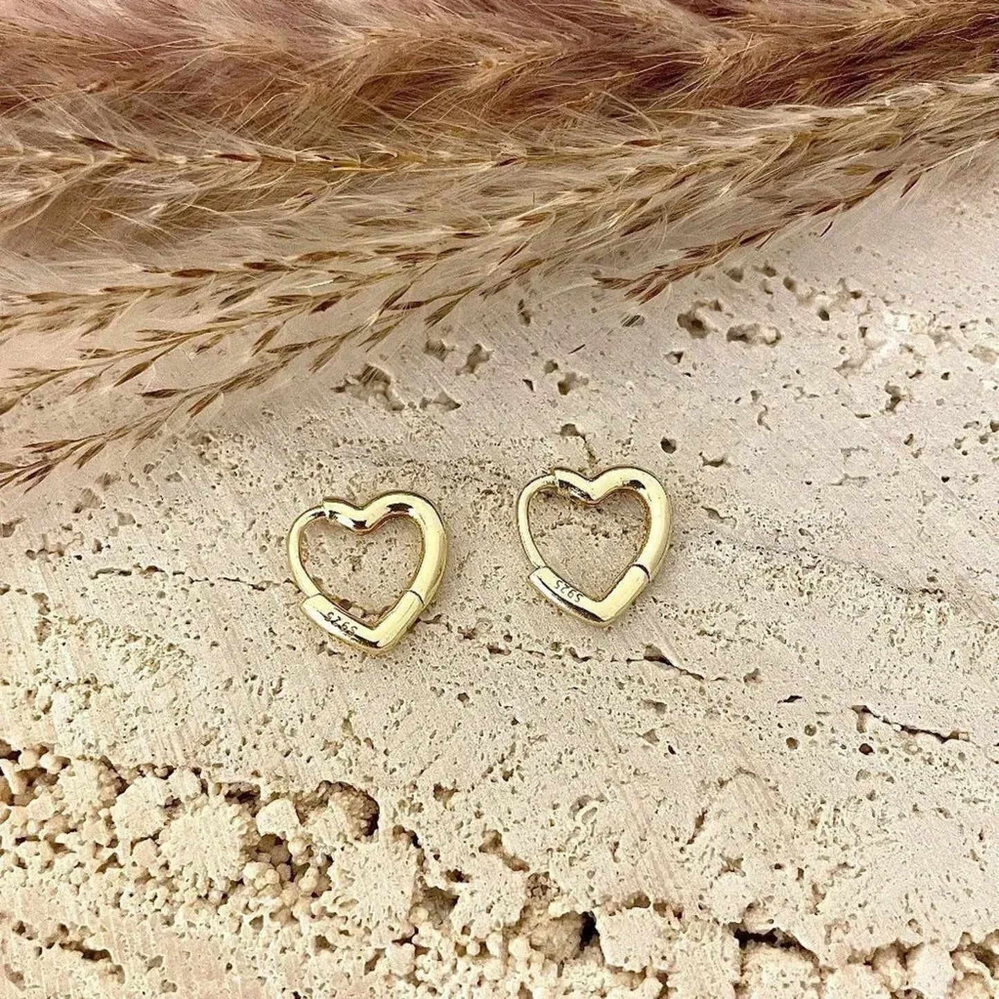 925 Sterling Silver Heart Huggie Earrings Small Heart Hoop Earrings