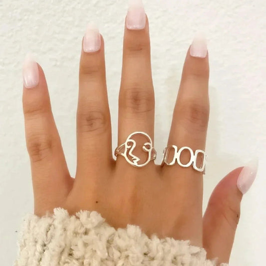 925 Sterling Silver Minimalist Ring Geometric Ring Abstract Face Ring