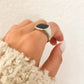 925 Sterling Silver Black Square Ring Chunky Ring Oval Ring Thick Ring