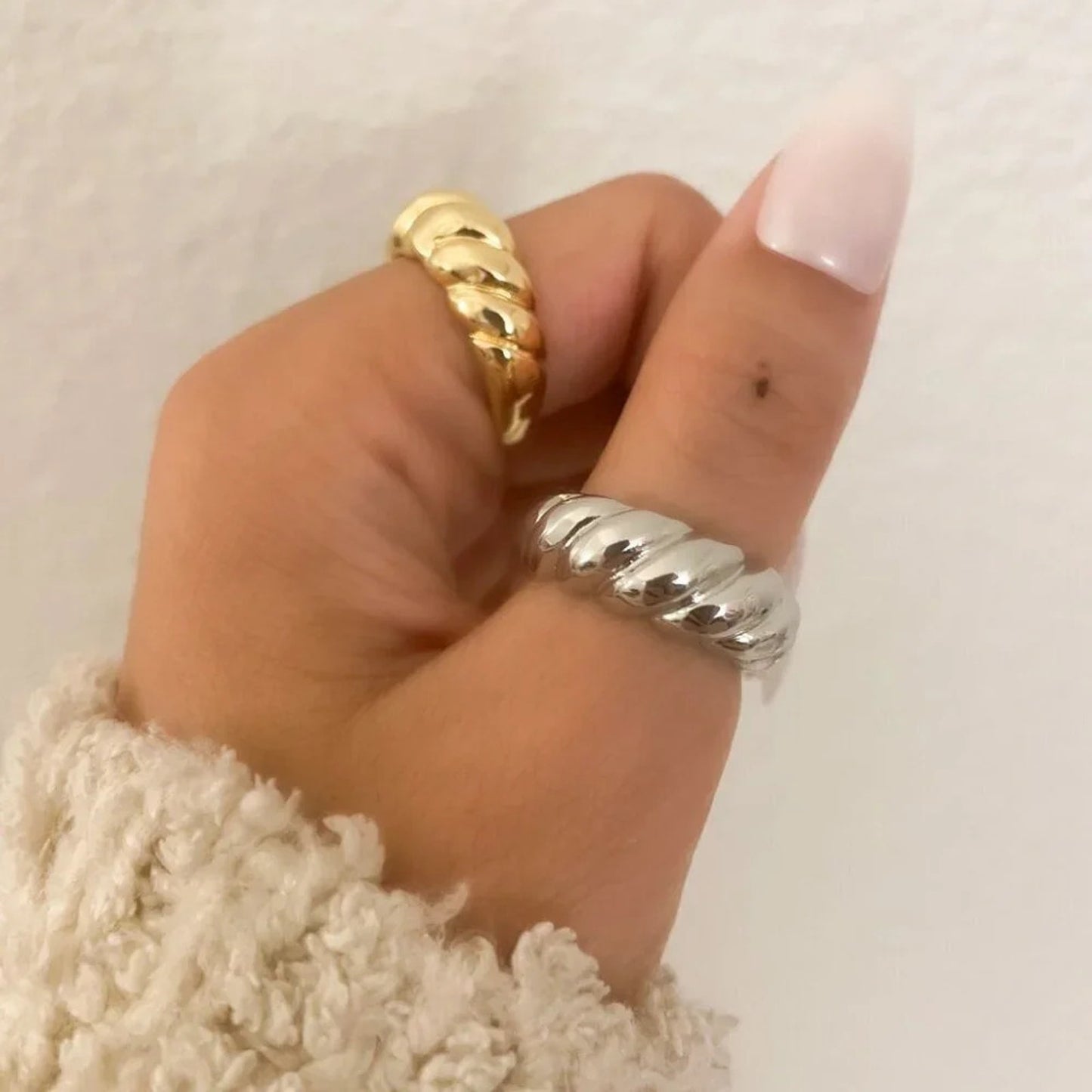 925 Sterling Silver Croissant Ring Statement Ring Chunky Thick Ring