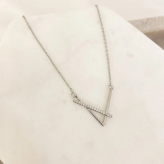 925 Sterling Silver V Necklace V-Shaped Necklace Geometric Bar Necklace