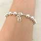 925 Sterling Silver Bead Bracelet Thick Chunky Heart Bracelet Dangle Heart Charm
