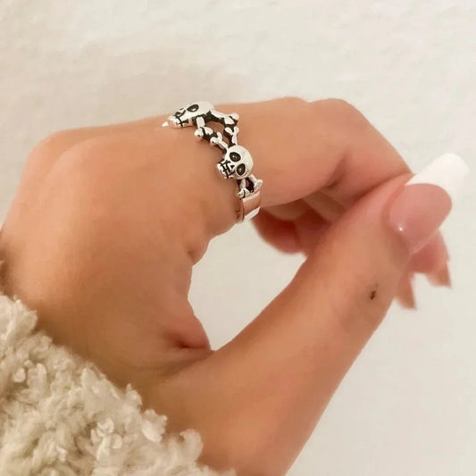 925 Sterling Silver Skull Ring Skeleton Ring Bone Ring Modern Minimalist Ring
