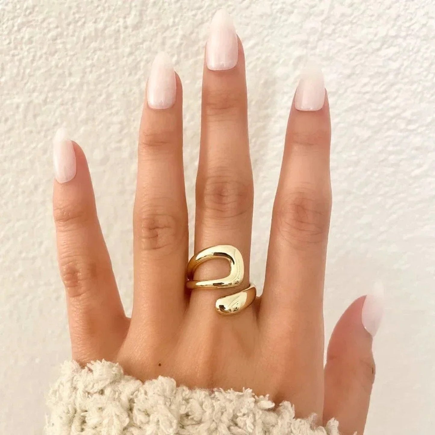 925 Sterling Silver Gold Chunky Bold Statement Ring Large Wrap Ring