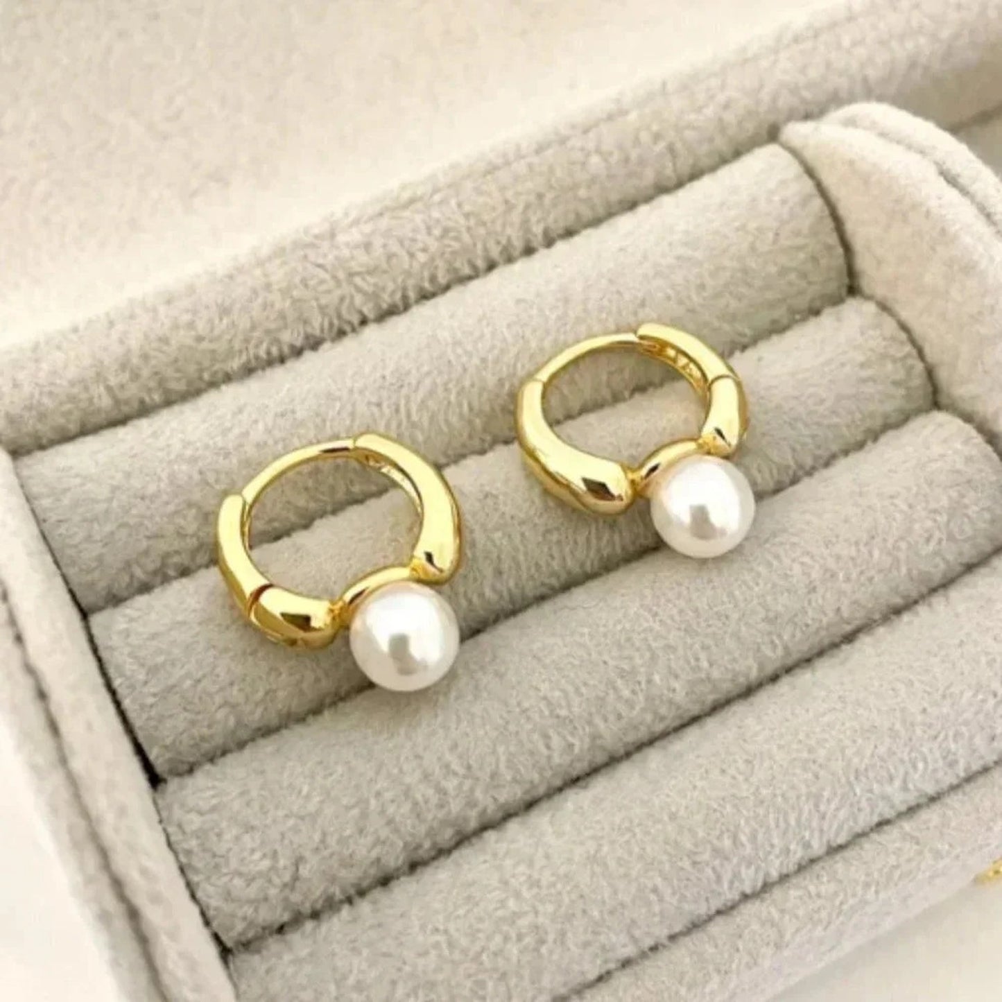 925 Sterling Silver Pearl Huggie Earrings Small Huggie Hoop Earrings