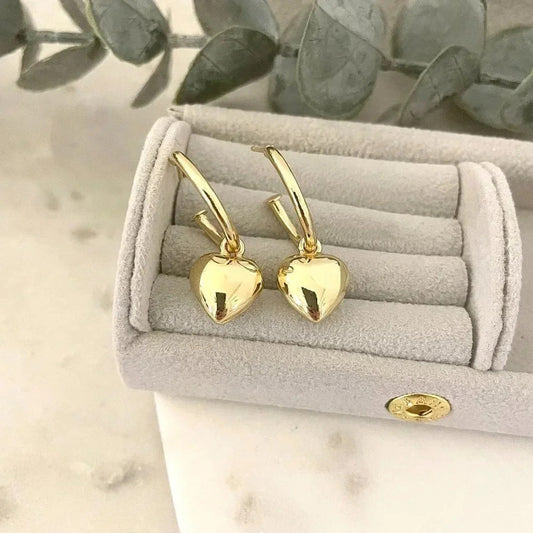 925 Sterling Silver Heart Huggies Heart Hoop Earrings Chunky Hoop Earrings