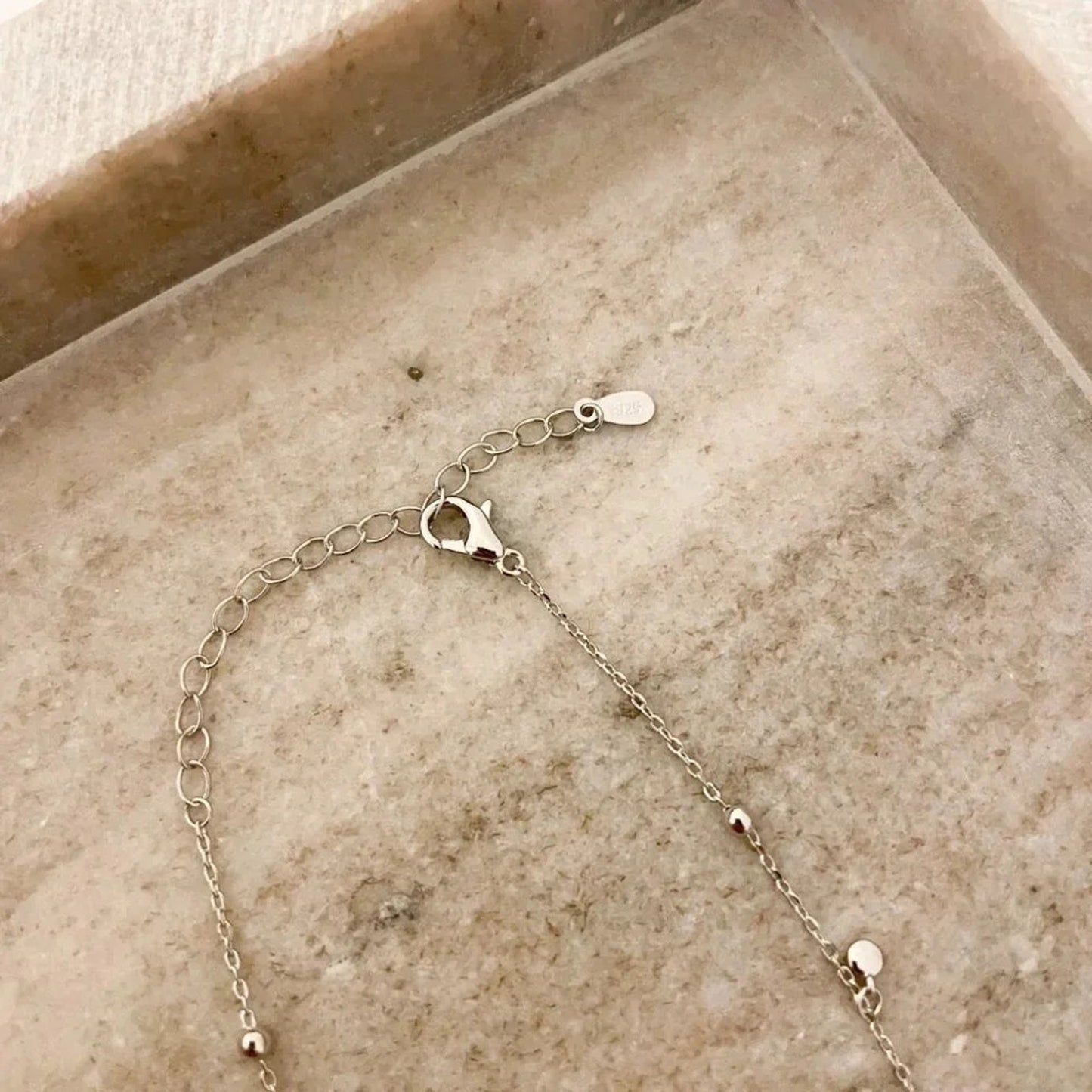 925 Sterling Silver Dainty Bead Necklace Satellite Chain Choker Necklace