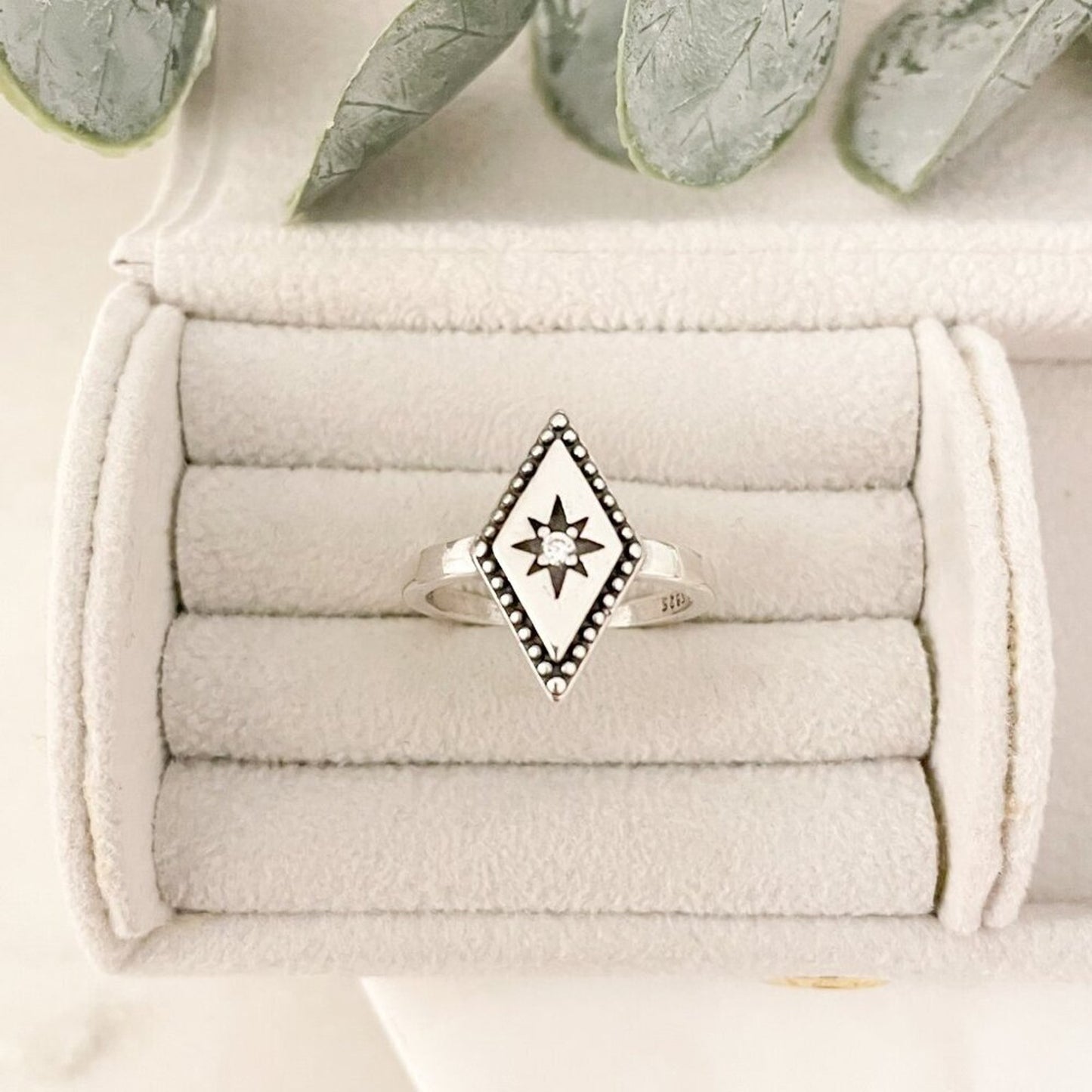 925 Sterling Silver Boho Ring Diamond Celestial Ring Dainty Ring Geometric
