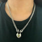 925 Sterling Silver Curb Chain Link Necklace Heart Necklace Heart Lock Chain