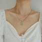 925 Sterling Silver Sunflower Necklace Modern Flower Necklace Paperclip Necklace