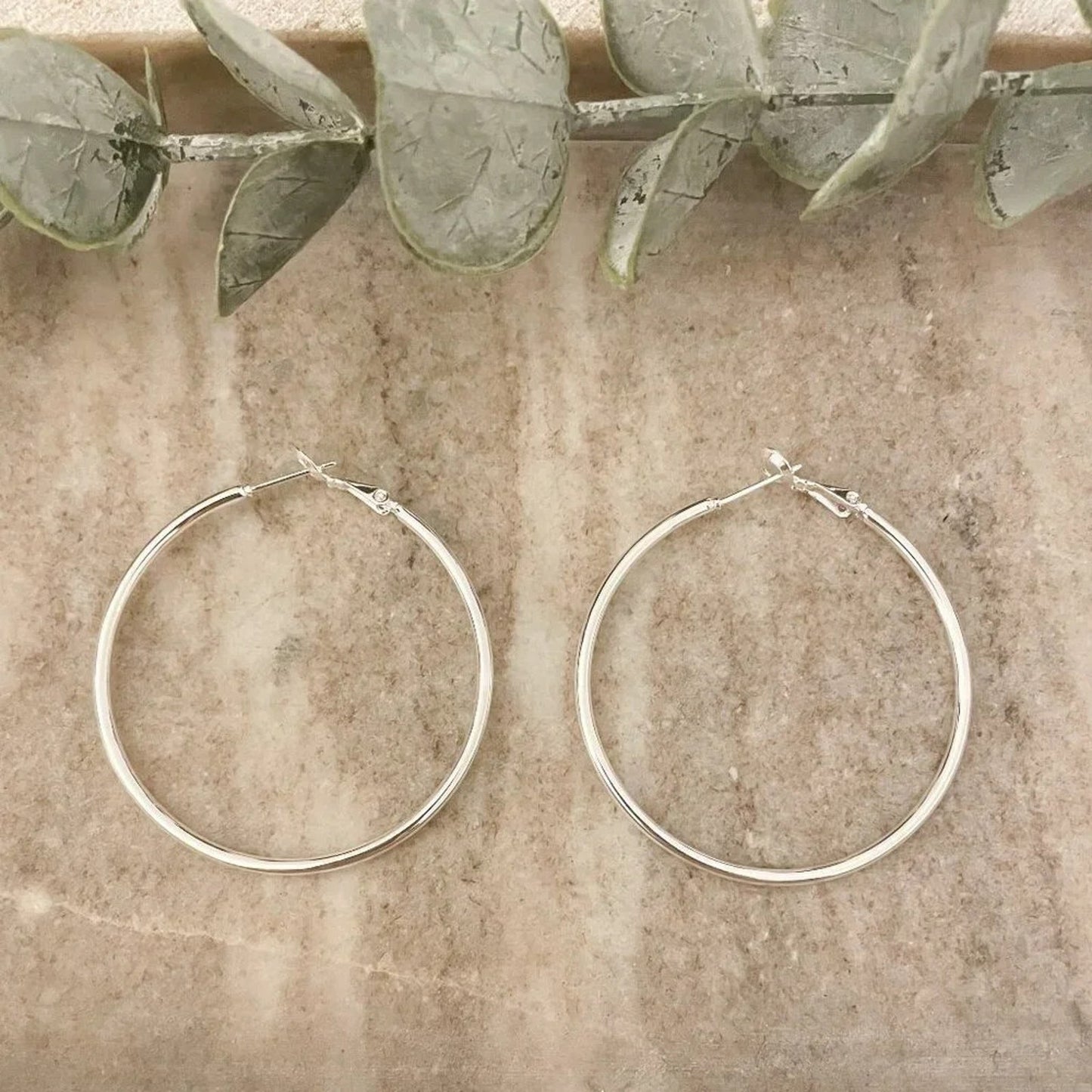 925 Sterling Silver Hoop Earrings Large Thin Silver Hoops Modern Earrings
