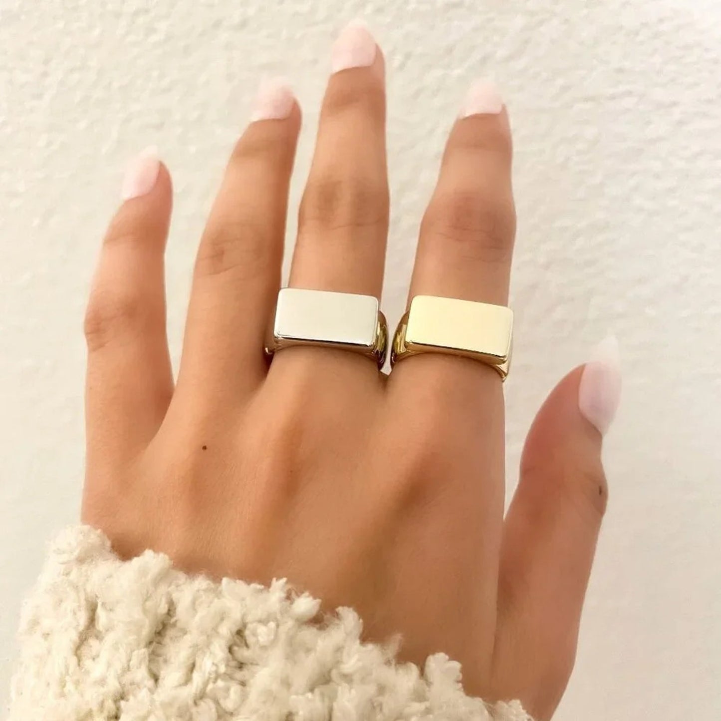 925 Sterling Silver Chunky Bar Ring Statement Ring Thick Ring
