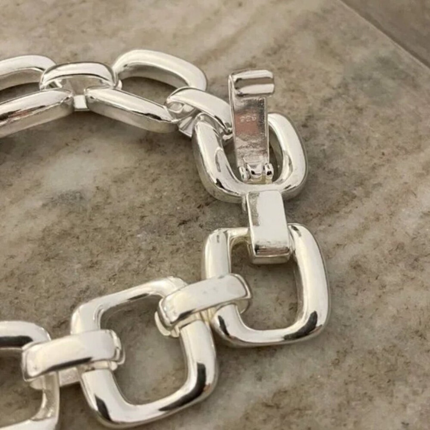 925 Sterling Silver Chunky Chain Link Bracelet Silver Large Link Bracelet