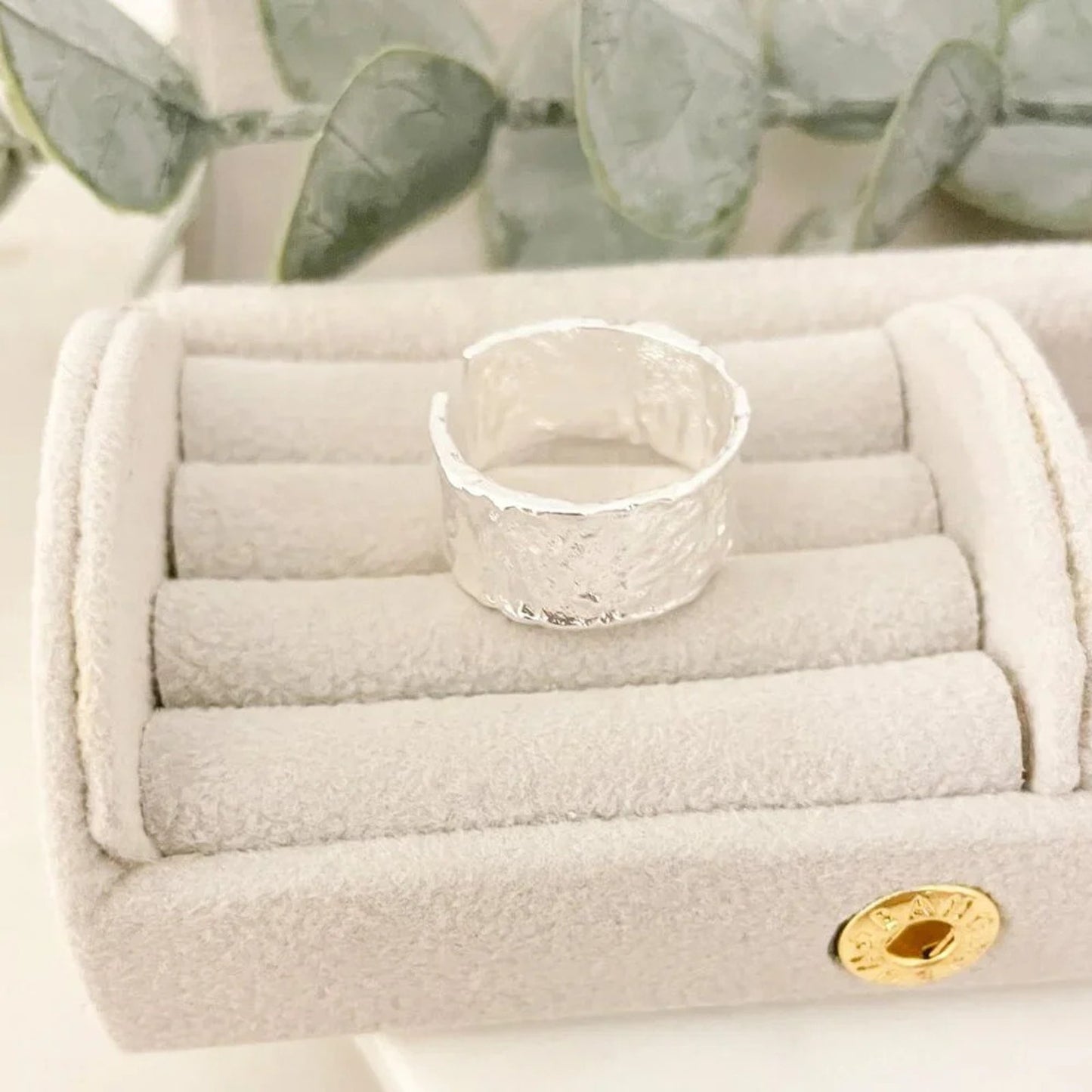 925 Sterling Silver Textured Ring Band Chunky Ring Minimalist Ring Foil Ring