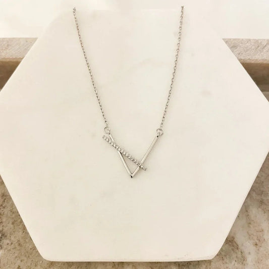 925 Sterling Silver V Necklace V-Shaped Necklace Geometric Bar Necklace