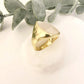 925 Sterling Silver Chunky Mother of Pearl Gold Statement Ring Thick Large Ring