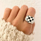 925 Sterling Silver Black & White Checkered Ring Heart Ring