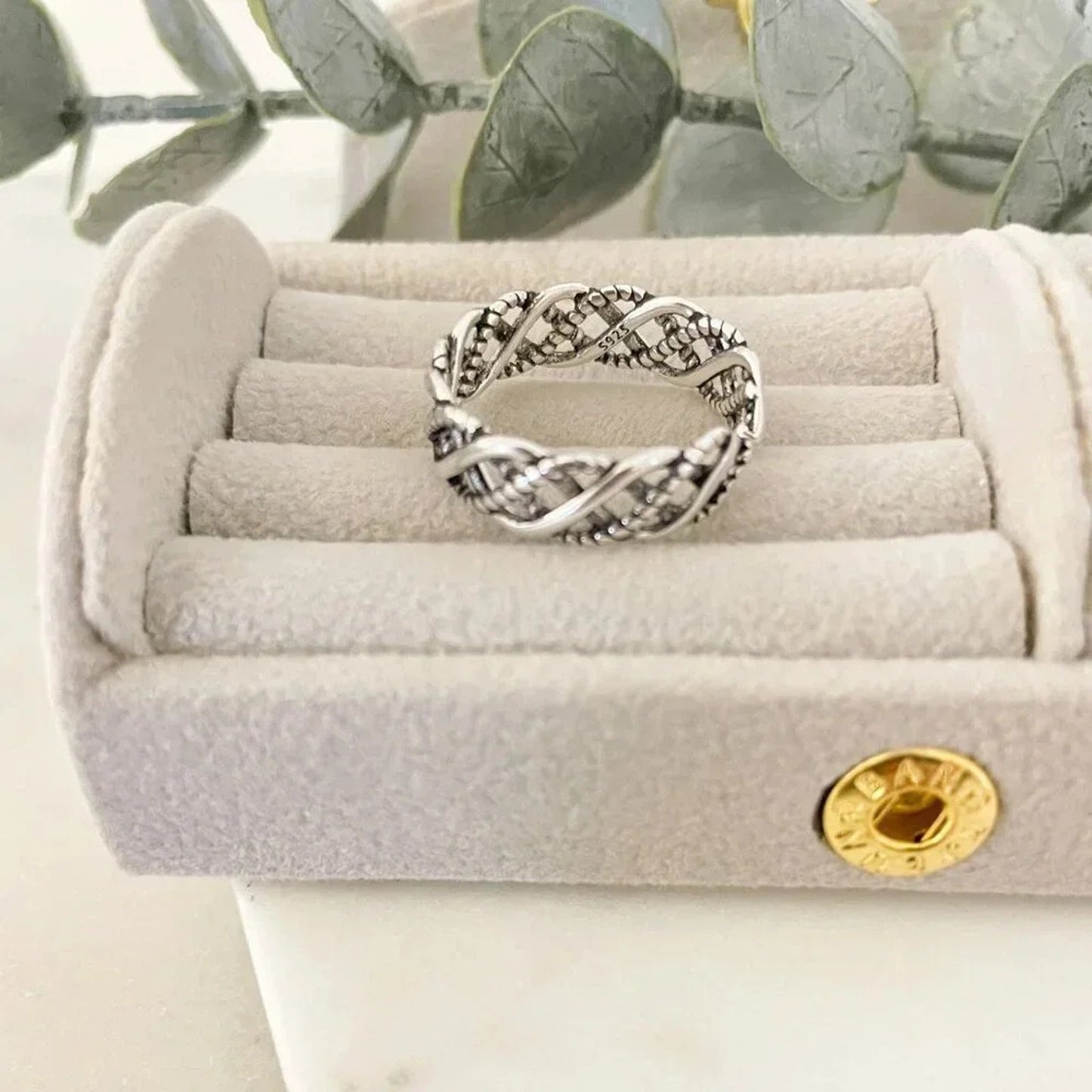 925 Sterling Silver Braided Ring Minimalist Dainty Twist Ring Stackable Ring