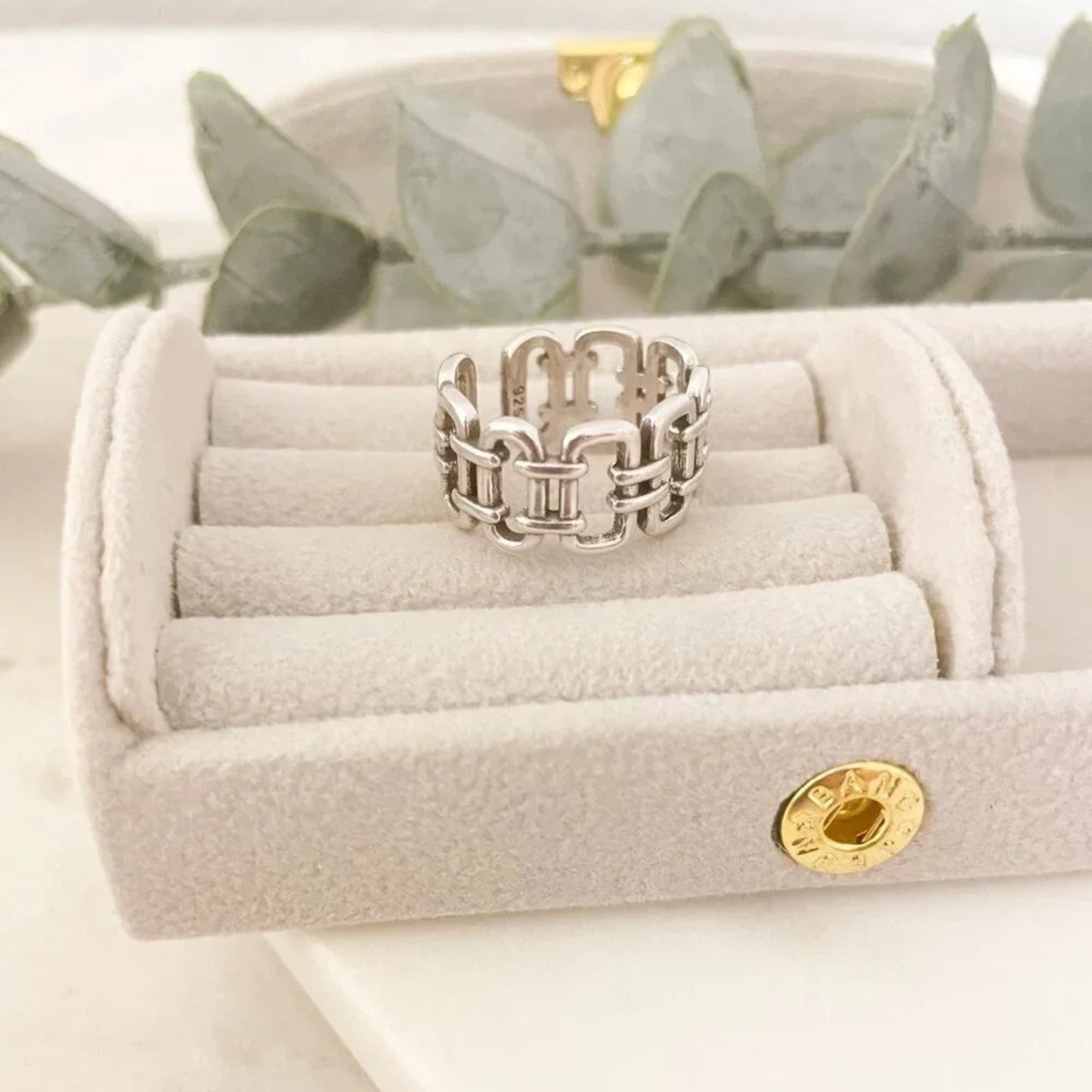 925 Sterling Silver Link Ring Minimalist Dainty Adjustable Ring Thumb Ring