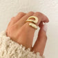 925 Sterling Silver Gold Chunky Bold Statement Ring Large Wrap Ring