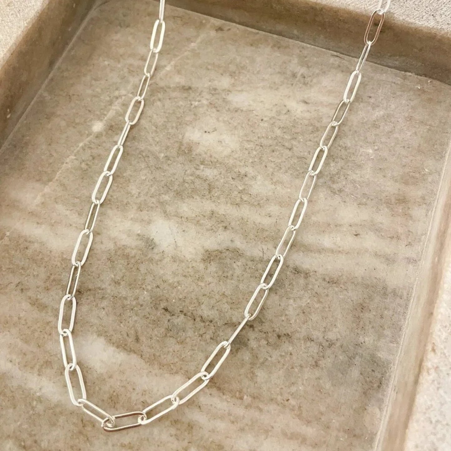 925 Sterling Silver Paperclip Necklace Minimalist Stacking Layer Necklace