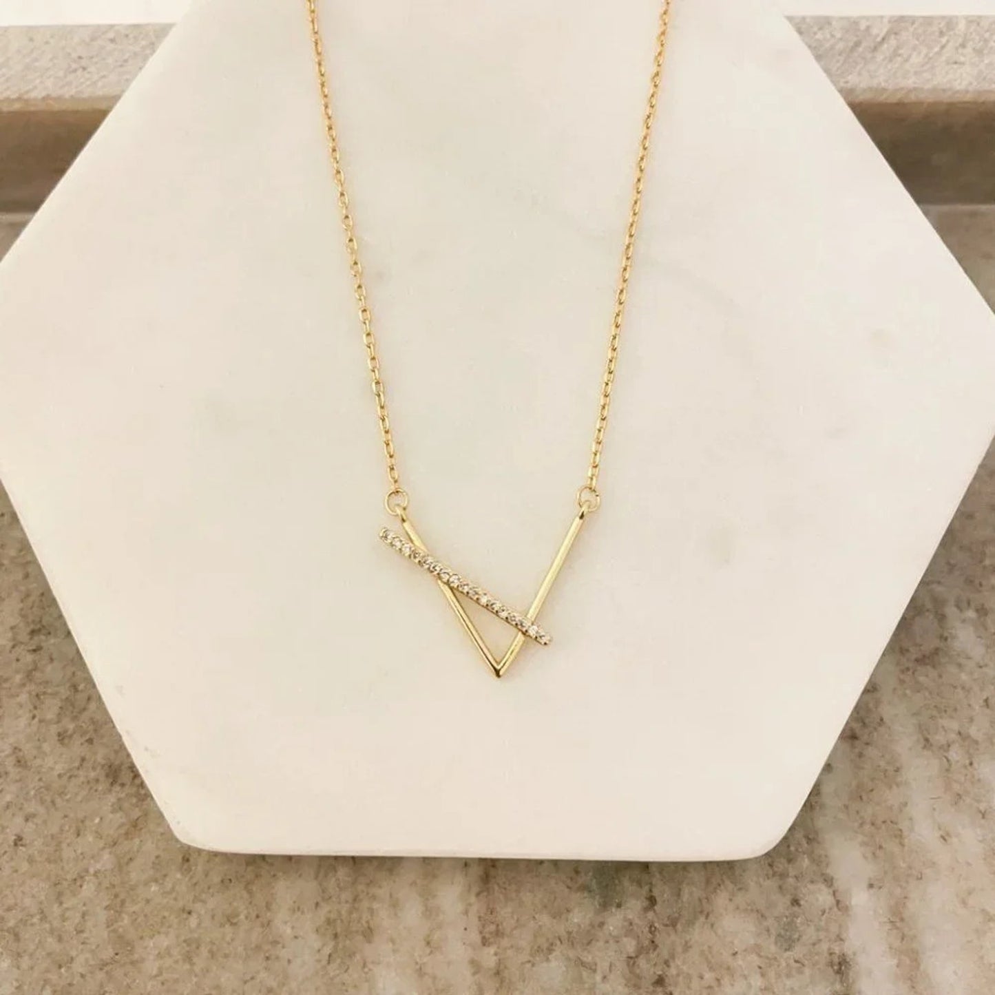 925 Sterling Silver V Necklace V-Shaped Necklace Geometric Bar Necklace